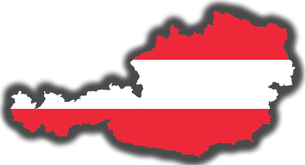 Silhouette Österreich mit Flaggenfarben